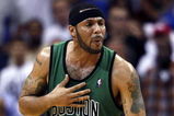 ORLANDO, FL - MAY 08:  Eddie House #50 of the Boston Celtics reacts against the Orlando Magic in Game Three of the Eastern Conference Semifinals during the 2009 NBA Playoffs at Amway Arena on May 8, 2009 in Orlando, Florida. The Magic defeated the Celtics 117-96. NOTE TO USER: User expressly acknowledges and agrees that, by downloading and or using this photograph, User is consenting to the terms and conditions of the Getty Images License Agreement.  (Photo by Marc Serota/Getty Images)