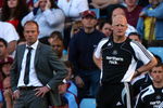 BIRMINGHAM, ENGLAND - MAY 24:  Newcastle United manager Alan Shearer and his assistant manager Iain Dowie react after the Barclays Premier League match between Aston Villa and Newcastle United at Villa Park on May 24, 2009 in Birmingham, England. Newcastle United were relegated after their 0-1 defeat to Aston Villa.  (Photo by Michael Steele/Getty Images)
