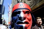 NEW YORK - APRIL 25:  New England Patriots fan Brian Slattery waits for admission to Radio City Music Hall for the 2009 NFL Draft on April 25, 2009 in New York City.  (Photo by Jeff Zelevansky/Getty Images)