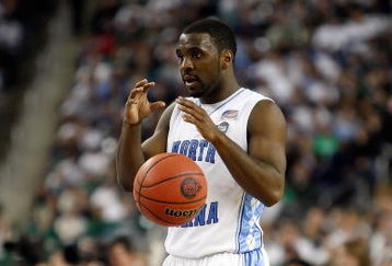 DETROIT - APRIL 06:  Ty Lawson #5 of the North Carolina Tar Heels calls a play against the Michigan State Spartans during the 2009 NCAA Division I Men's Basketball National Championship game at Ford Field on April 6, 2009 in Detroit, Michigan.  (Photo by Streeter Lecka/Getty Images)