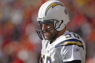KANSAS CITY - DECEMBER 2: David Binn #50 of the San Diego Chargers looks on during the NFL game against the Kansas City Cheifs at Arrowhead Stadium on December 2, 2007 in Kansas City, Missouri. (Photo by Jamie Squire/Getty Images)