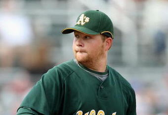 MESA, AZ - MARCH 03:  Brett Anderson #67 of the Oakland Athletics pitches against the Chicago Cubs during the spring training game at HoHoKam Park on March 3, 2009 in Mesa, Arizona. The Cubs defeated the A's 6-4.  (Photo by Christian Petersen/Getty Images)