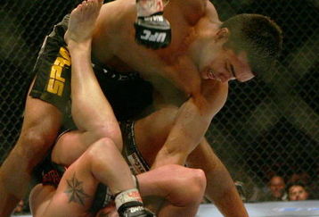 MANCHESTER, UNITED KINGDOM - APRIL 21: Lyoto Machida of Brazil and David Heath of England in action during a Welterweight bout of the Ultimate Fighting Championship at the Manchester Evening News Arena on April 21, 2007 in Manchester, England. (Photo by Gary M. Prior/Getty Images).