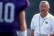 27 Jul 1998:  Head coach Ted Marchibroda of the Baltimore Ravens talks to quarterback Eric Zeier #10 during the Baltimore Ravens training camp at Western Maryland College in Westminster, Maryland. Mandatory Credit: Doug Pensinger  /Allsport