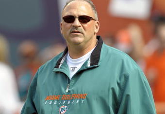 MIAMI, FL - JANUARY 4:  Coach Tony Sparano of the Miami Dolphins watches warm ups before play against the Baltimore Ravens in an NFL Wildcard Playoff Game at Dolphins Stadium on January 4, 2009 in Miami, Florida.  (Photo by Al Messerschmidt/Getty Images) 