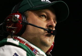 FONTANA, CA - FEBRUARY 22:  Tony Eury Jr., crew chief for the #88 Amp Energy/National Guard Chevrolet driven by Dale Earnhardt Jr., watches from pit road during the NASCAR Sprint Cup Series Auto Club 500 at Auto Club Speedway on February 22, 2009 in Fontana, California.  (Photo by Todd Warshaw/Getty Images for NASCAR)