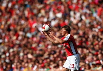 LONDON, ENGLAND - MAY 24:  Andrey Arshavin of Arsenal prepares to take a throw in during the Barclays Premier League match between Arsenal and Stoke City at Emirates Stadium on May 24, 2009 in London, England.  (Photo by Ryan Pierse/Getty Images)