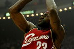 ORLANDO, FL - MAY 24:  LeBron James #23 of the Cleveland Cavaliers shoots against the Orlando Magic in Game Three of the Eastern Conference Finals during the 2009 NBA Playoffs at the the Amway Arena on May 24, 2009 in Orlando, Florida. NOTE TO USER: User expressly acknowledges and agrees that, by downloading and or using this photograph, User is consenting to the terms and conditions of the Getty Images License Agreement.  (Photo by Elsa/Getty Images)