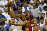 ORLANDO, FL - MAY 24:  Rashard Lewis #9 of the Orlando Magic looks to pass against Tarence Kinsey #8 of the Cleveland Cavaliers in Game Three of the Eastern Conference Finals during the 2009 NBA Playoffs at the the Amway Arena on May 24, 2009 in Orlando, Florida. NOTE TO USER: User expressly acknowledges and agrees that, by downloading and or using this photograph, User is consenting to the terms and conditions of the Getty Images License Agreement.  (Photo by Elsa/Getty Images)