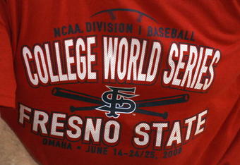 OMAHA, NE - JUNE 23:  A general view of the Fresno State Bulldogs teeshirt taken during Game 1 of the 2008 Men's College World Series Championship against the Georgia Bulldogs on June 23, 2008 at Rosenblatt Stadium in Omaha, Nebraska.  (Photo by Kevin C. Cox/Getty Images)