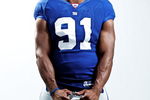 NEW YORK - MARCH 11:  (EDITORS NOTE: IMAGES HAVE BEEN RETOUCHED)  Justin Tuck of the New York Giants poses for a portrait on March 11, 2009 in New York City, New York.  (Photo by Nick Laham/Getty Images)