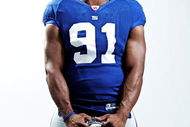 NEW YORK - MARCH 11:  (EDITORS NOTE: IMAGES HAVE BEEN RETOUCHED)  Justin Tuck of the New York Giants poses for a portrait on March 11, 2009 in New York City, New York.  (Photo by Nick Laham/Getty Images)