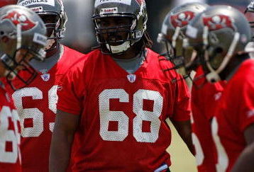 TAMPA, FL - MAY 01:  Offensive tackle Xavier Fulton #68 of the Tampa Bay Buccaneers works out during the Buccaneers Rookie Minicamp at One Buccaneer Place on May 1, 2009 in Tampa, Florida.  (Photo by J. Meric/Getty Images)