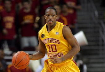 LOS ANGELES, CA - JANUARY 15:  DeMar DeRozan #10 of USC dribbles the ball upcourt in the second half against Arizona State at Galen Center on January 15, 2009 in Los Angeles, California.  The Trojans defeated the Sun Devils 61-49.  (Photo by Victor Decolongon/Getty Images)