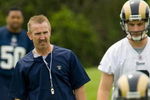 EARTH CITY, MO - MAY 2: Head coach Steve Spagnuolo of the St. Louis Rams watches his team during a mini camp on May 2, 2009 at the Russell Training Center in Earth City, Missouri.  (Dilip Vishwanat/Getty Images)