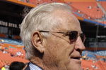 MIAMI, FL - JANUARY 4:  Don Shula watches warmups as the Miami Dolphins host the Baltimore Ravens in an NFL Wildcard Playoff Game at Dolphins Stadium on January 4, 2009 in Miami, Florida.  (Photo by Al Messerschmidt/Getty Images) 