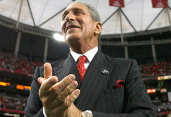 ATLANTA - OCTOBER 12:  Owner Arthur Blank of the Atlanta Falcons, celebrates after a 22-20 win over the Chicago Bears at the Georgia Dome on October 12, 2008 in Atlanta, Georgia. (Photo by Kevin C. Cox/Getty Images)
