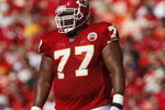 KANSAS CITY, MO - NOVEMBER 02:  Damion McIntosh #77 of the Kansas City Chiefs looks on against the Tampa Bay Buccaneers during their NFL game on November 2, 2008 at Arrowhead Stadium in Kansas City, Missouri.  The Buccaneers won 30 to 27 in overtime. (Photo by: Jamie Squire/Getty Images)