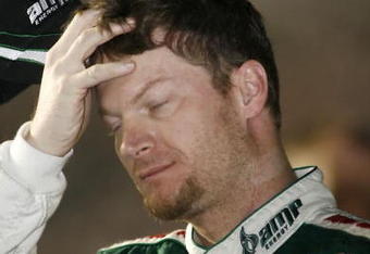 ATLANTA - MARCH 06:  Dale Earnhardt, Jr., driver of the #88 AMP Energy/National Guard Chevrolet, prepares to qualify for the NASCAR Sprint Cup Series Kobalt Tools 500 at the Atlanta Motor Speedway on March 6, 2009 in Hampton, Georgia.  (Photo by Geoff Burke/Getty Images for NASCAR)