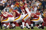 LANDOVER, MD - DECEMBER 21: Quarterback  Jason Campbell #17 of the Washington Redskins calls the play at the line of scrimmage during the game of the Philadelphia Eagles on December 21, 2008 at FedEx Field in Landover, Maryland.  (Photo by Kevin C. Cox/Getty Images)
