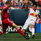 EAST RUTHERFORD, NJ - MAY 24:  Chris Rolfe #17 of the Chicago Fire battle for the ball against Alfredo Pacheco #16 of the New York Red Bulls at Giants Stadium in the Meadowlands on May 24, 2009 in East Rutherford, New Jersey.  Chicago Fire defeats the New York Red Bulls 1-0  (Photo by Chris Trotman/Getty Images for New York Red Bull)