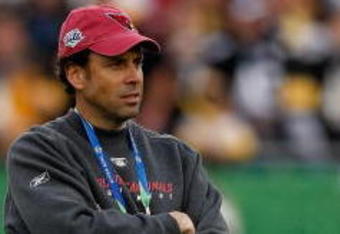 TAMPA, FL - FEBRUARY 01:  Offensive coordinator Todd Haley of the Arizona Cardinals looks on during warm ups against the Pittsburgh Steelers during Super Bowl XLIII on February 1, 2009 at Raymond James Stadium in Tampa, Florida.  (Photo by Chris Graythen/Getty Images)