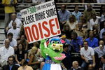 ORLANDO, FL - MAY 26:  Orlando Magic mascot 'Stuff' performs during a break in play between the Cleveland Cavaliers and the Orlando Magic in Game Four of the Eastern Conference Finals during the 2009 NBA Playoffs at the Amway Arena on May 26, 2009 in Orlando, Florida. NOTE TO USER: User expressly acknowledges and agrees that, by downloading and or using this photograph, User is consenting to the terms and conditions of the Getty Images License Agreement.  (Photo by Sam Greenwood/Getty Images)