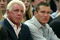 NEW YORK - MARCH 9:  WWE wrestlers (L-R) Triple H, Ric Flair, Randy Orton and Batista sit courtside at the New York Knicks v Boston Celtics  NBA game March 9, 2004 at Madison Square Garden in New York City.   (Photo by Ray Amati/Getty Images)