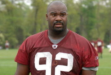 ASHBURN, VA - MAY 1:  Albert Haynesworth #92 of the Washington Redskins walks off the field after minicamp on May 1, 2009 at Redskins Park in Ashurn, Virginia.   (Photo by Mitchell Layton/Getty Images)