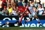 LONDON, ENGLAND - MAY 24:  Dan Norton of England celebrates after crossing the line for a try in the IRB London Sevens final match between England and New Zealand during day two of the IRB London Sevens at Twickenham Stadium on May 24, 2009 in London, England. (Photo by John Gichigi/Getty Images)