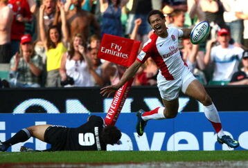 LONDON, ENGLAND - MAY 24:  Dan Norton of England celebrates after crossing the line for a try in the IRB London Sevens final match between England and New Zealand during day two of the IRB London Sevens at Twickenham Stadium on May 24, 2009 in London, England. (Photo by John Gichigi/Getty Images)