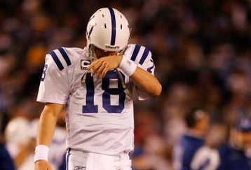 SAN DIEGO - JANUARY 03:  Quarterback Peyton Manning #18 of the Indianapolis Colts walks off the field during the AFC Wild Card Game against the San Diego Chargers on January 3, 2009 at Qualcomm Stadium in San Diego, California.  (Photo by Harry How/Getty Images)