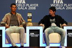ZURICH, SWITZERLAND - JANUARY 12: Cristiano Ronaldo of Portugal (L) and Lionel Messi of Argentina listen to questions from the media as nominees of FIFA Player of the Year 2008, at the Zurich Opera House on January 12, 2009 in Zurich, Switzerland.  (Photo by John Gichigi/Getty Images)