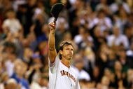 SEATTLE - MAY 22: Starting pitcher Randy Johnson #51 of the San Francisco Giants acknowledges the crowd after coming out of the game in the sixth inning against the Seattle Mariners on May 22, 2009 in Seattle, Washington. (Photo by Otto Greule Jr/Getty Images)