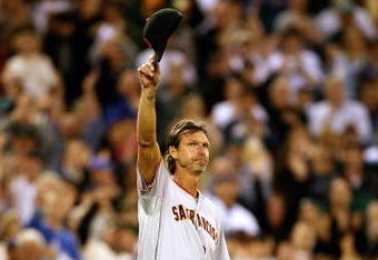 SEATTLE  - MAY 22:  Starting pitcher Randy Johnson #51 of the San Francisco Giants acknowledges the crowd after coming out of the game in the sixth inning against the Seattle Mariners on May 22, 2009 in Seattle, Washington. (Photo by Otto Greule Jr/Getty Images)