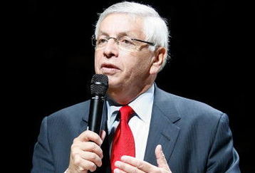 OKLAHOMA CITY - OCTOBER 29:  NBA Commissioner David Stern addresses the crowd before the Milwaukee Bucks play the Oklahoma City Thunder at the Ford Center on October 29, 2008 in Oklahoma City, Oklahoma. NOTE TO USER: User expressly acknowledges and agrees that, by downloading and/or using this Photograph, user is consenting to the terms and conditions of the Getty Images License Agreement.   (Photo by Chris Graythen/Getty Images)