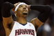 ATLANTA - MAY 03: Josh Smith #5 of the Atlanta Hawks takes a moment and looks up with less than a minute to play against the Miami Heat during Game Seven of the Eastern Conference Quarterfinals at Philips Arena on May 3, 2009 in Atlanta, Georgia. The Hawks defeated the Heat 91-78. NOTE TO USER: User expressly acknowledges and agrees that, by downloading and/or using this Photograph, user is consenting to the terms and conditions of the Getty Images License Agreement. (Photo by Doug Benc/Getty Images)