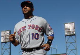 SAN FRANCISCO - MAY 17:  Gary Sheffield #10 of the New York Mets looks on against the San Francisco Giants during a Major League Baseball game on May17, 2009 at AT&T Park in San Francisco, California.  (Photo by Jed Jacobsohn/Getty Images)