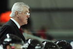 TURIN, ITALY - FEBRUARY 18:  Head coach Pat Quinn of Canada watches the game from the bench during the men's ice hockey Preliminary Round Group A match against Switzerland during Day 8 of the Turin 2006 Winter Olympic Games on February 18, 2006 at the Torino Esposizioni in Turin, Italy.  (Photo by Elsa/Getty Images)