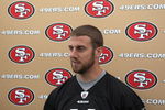 SANTA CLARA, CA - MAY 01:  Quarterback Alex Smith #11 of the San Francisco 49ers talks with the media during the 49ers Minicamp at their training facilities on May 1, 2009 in Santa Clara, California.  (Photo by Jed Jacobsohn/Getty Images)