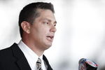 DETROIT , MI - JANUARY 16:  Jim Schwartz head coach of the Detroit Lions talks during a press conference after being introduced on January 16, 2009 at Ford Field in Detroit, Michigan.  (Photo by Gregory Shamus/Getty Images)