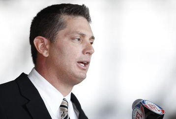 DETROIT , MI - JANUARY 16:  Jim Schwartz head coach of the Detroit Lions talks during a press conference after being introduced on January 16, 2009 at Ford Field in Detroit, Michigan.  (Photo by Gregory Shamus/Getty Images)