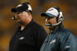 PITTSBURGH - AUGUST 26:  Assistant Head Coach and Offensive Coordinator Marty Mornhinweg of the Philadelphia Eagles looks on against the Pittsburgh Steelers during the NFL preseason game on August 26, 2007 at Heinz Field in Pittsburgh, Pennsylvania. The Steelers defeated the Eagles 27 - 13. (Photo By Gregory Shamus/Getty Images)  
