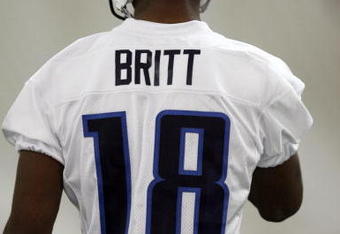 NASHVILLE, TN - MAY 1: Kenny Britt #18 of the Tennessee Titans during the Tennessee Titans Minicamp on May 1, 2009 at Baptist Sports Park in Nashville, Tennessee. (Photo by Joe Murphy/Getty Images)