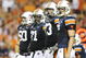AUBURN, AL - SEPTEMBER 20:  Offensive lineman Ryan Pugh #50, Tyronne Green #71, Lee Ziemba #73 and tight end Tommy Trott #5 of the Auburn Tigers prepare for a play while taking on the LSU Tigers at Jordan-Hare Stadium on September 20, 2008 in Auburn, Alabama. LSU defeated Auburn 26-21.  (Photo by Doug Benc/Getty Images)
