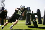 ALAMEDA, CA - MAY 08:  Stryker Sulak #96 of the Oakland Raiders runs drills during the Raiders minicamp at the team's permanent training facility on May 8, 2009 in Alameda, California.  (Photo by Ezra Shaw/Getty Images)