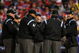 PHILADELPHIA - OCTOBER 27: The Umpire crew meets prior to the start of game five of the 2008 MLB World Series between the Philadelphia Phillies and the Tampa Bay Rays on October 27, 2008 at Citizens Bank Park in Philadelphia, Pennsylvania. (Photo by Doug Pensinger/Getty Images)
