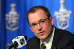 RALEIGH, NC - MAY 26:  Head coach Dan Bylsma the Pittsburgh Penguins speaks to the media after Game Four of the Eastern Conference Championship Round of the 2009 Stanley Cup Playoffs against the Carolina Hurricanes at RBC Center on May 26, 2009 in Raleigh, North Carolina. Pittsburgh won the game 4-1 to complete a four game sweep. (Photo by Jim McIsaac/Getty Images)