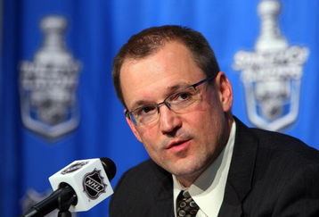 RALEIGH, NC - MAY 26:  Head coach Dan Bylsma the Pittsburgh Penguins speaks to the media after Game Four of the Eastern Conference Championship Round of the 2009 Stanley Cup Playoffs against the Carolina Hurricanes at RBC Center on May 26, 2009 in Raleigh, North Carolina. Pittsburgh won the game 4-1 to complete a four game sweep. (Photo by Jim McIsaac/Getty Images)