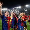 ROME - MAY 27:  Lionel Messi of Barcelona lifts the trophy as he and his team mates celebrates winning the UEFA Champions League Final match between Barcelona and Manchester United at the Stadio Olimpico on May 27, 2009 in Rome, Italy. Barcelona won 2-0.  (Photo by Laurence Griffiths/Getty Images)